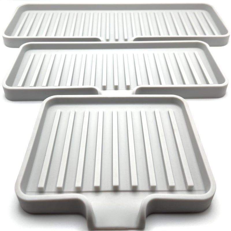 Happitasa Silicone Soap Dish Tray and Sponge Holder with Drain Chute  Pack of 2 | Bathroom and Kitchen Sink Organizer Caddy (Light Grey  5.2""x4""  7.2 Ounces) - Image 3